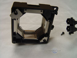 the front plastic clip of the JVC PK-CL120U replacement lamp